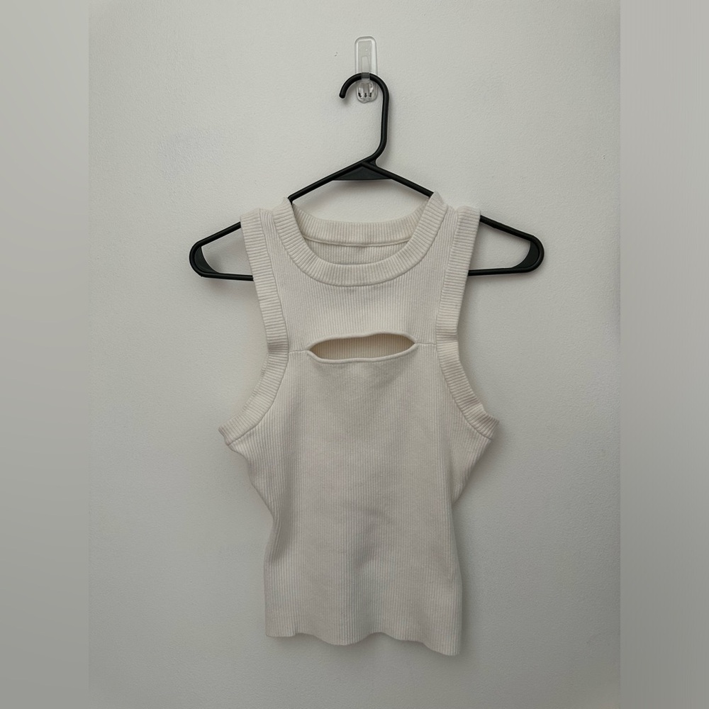 Pistola Size XS Tank- Sleeveless Sweater Material Top- Ribbed W/ Cutout Front